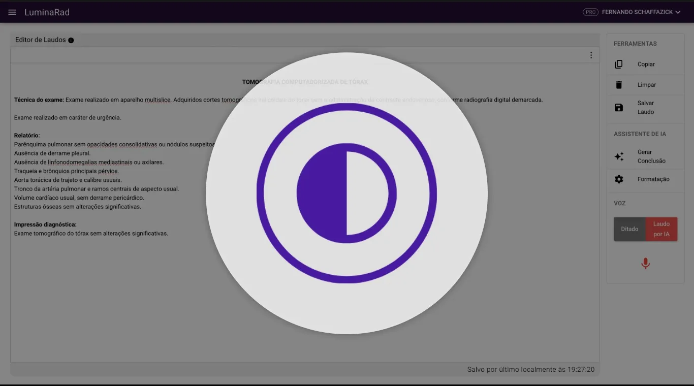 Interface da plataforma LuminaRad